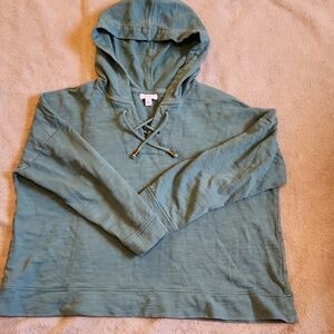 J. Jill Seafoam Green Hooded Top Sz XL 100% Cottin